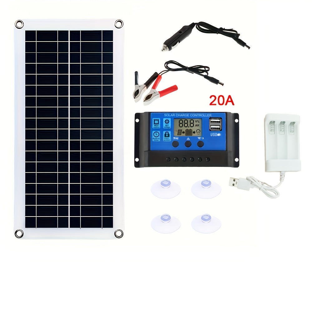 Портативный комплект солнечных панелей 12В 18В с USB-зарядкой для телефона, автодома, автомобиля, на открытом воздухе