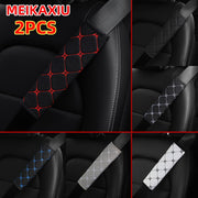 2 Pieces Linen Texture Knit Fabric Shoulder Pads Anti-Slip Comfort Car Belt
