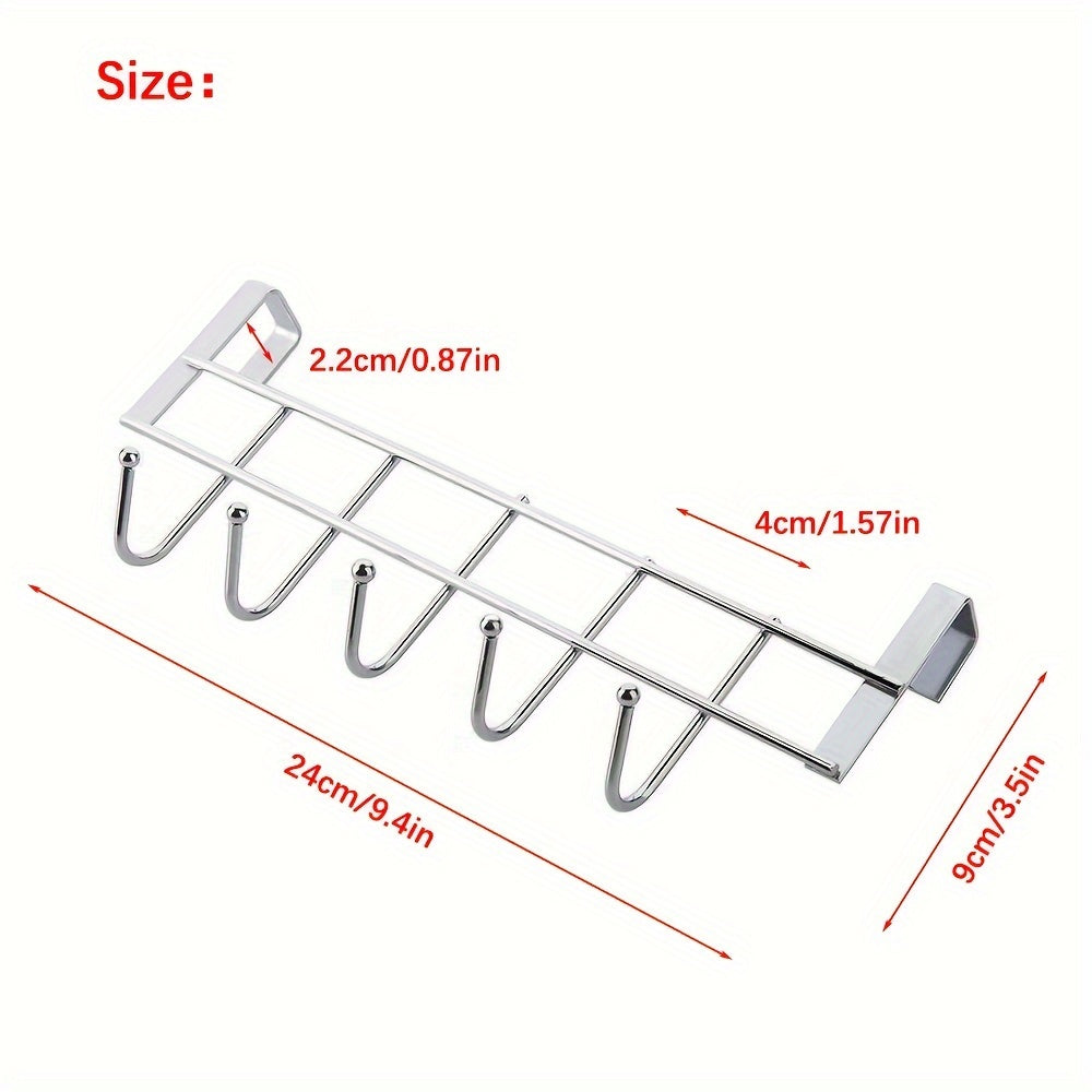 Organizador de cocina de acero inoxidable con 5 ganchos resistente a la oxidación que ahorra espacio