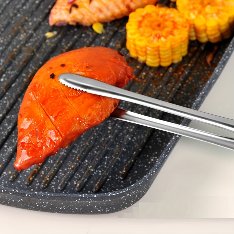 Stainless Steel BBQ Tongs, High-Temperature Resistant, Food-Safe Grilling Tool
