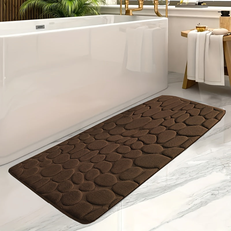 Coral Fleece Memory Foam Bath Mat Non-Slip Absorbent Geometric Design Machine Washable Entryway Rug
