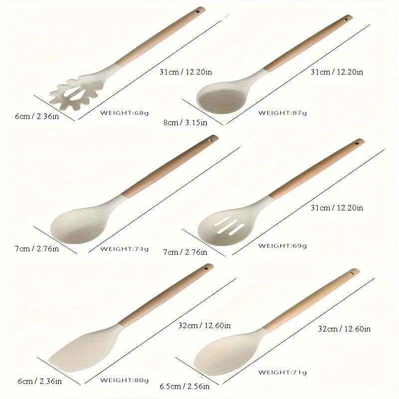 28-Piece Silicone Kitchen Utensil Set with Wooden Handles Non-Stick Washable