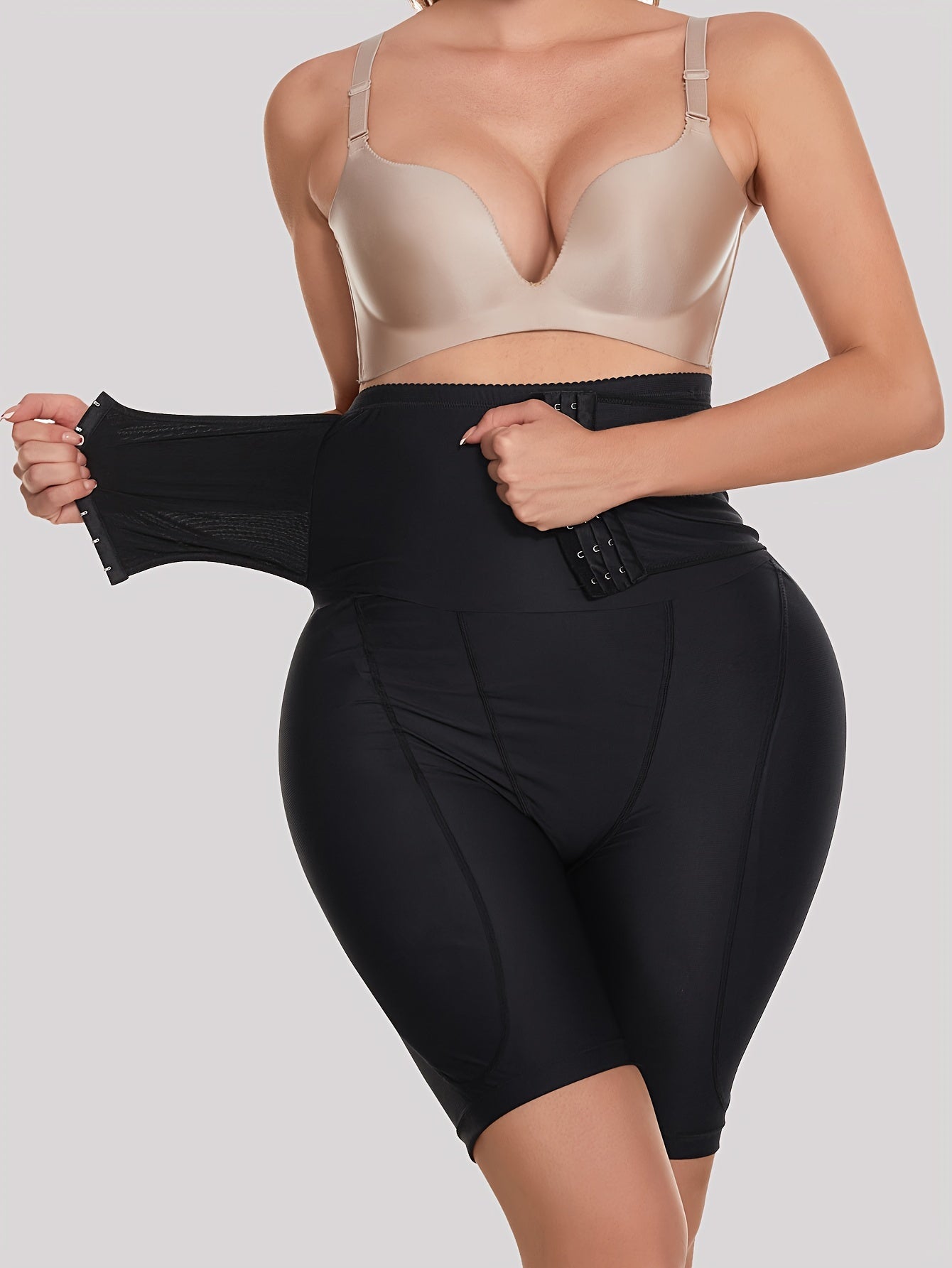 Women High Waist Shaping Shorts Tummy Control Butt Lift Solid Knit Fabric