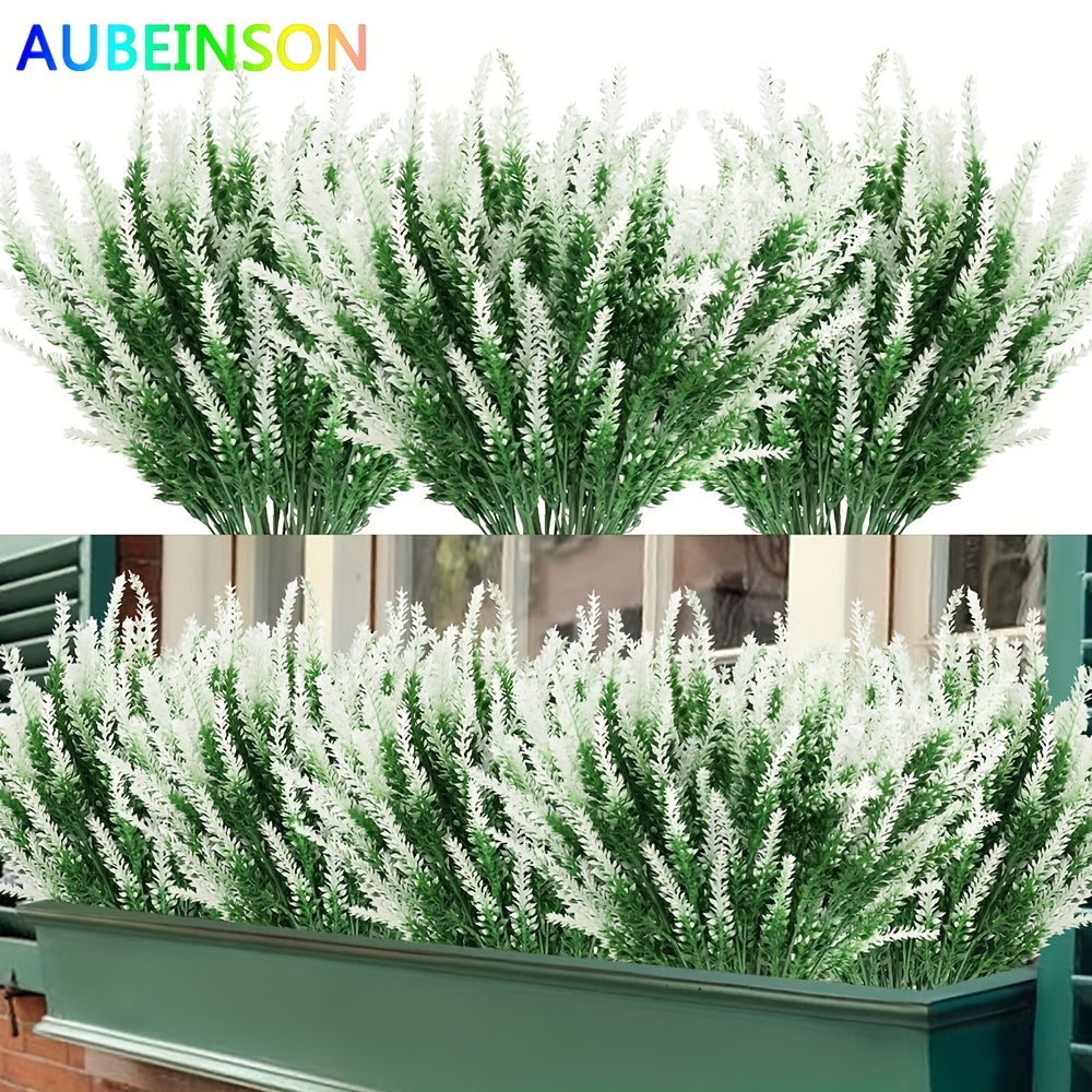Artificial Lavender Flowers 8 Bundles UV-Resistant Outdoor Decoration