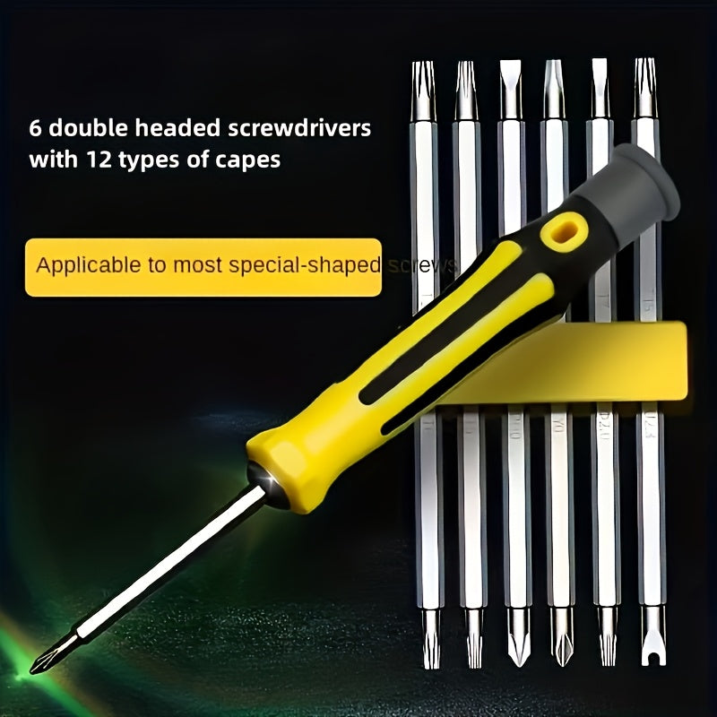 12-In-1 Precision Screwdriver Kit for Smartphones and Tablets Orange Carbon Steel