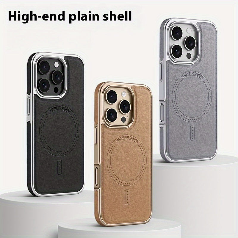 Men Women Faux Leather Phone Case for iPhone 16 Pro Max 15 Pro 16 Plus Drop Protection