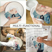 Набор из 2 кухонных полотенец для романтических lovers под луной, 40x60 см, мягкие, впитывающие, акварельный дизайн с сакурой