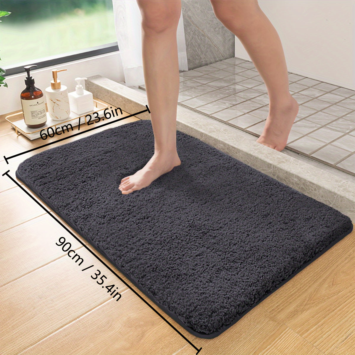 Thick Lamb Velvet Bath Mat Ultra-Soft Absorbent Anti-Slip Stain-Resistant Rug