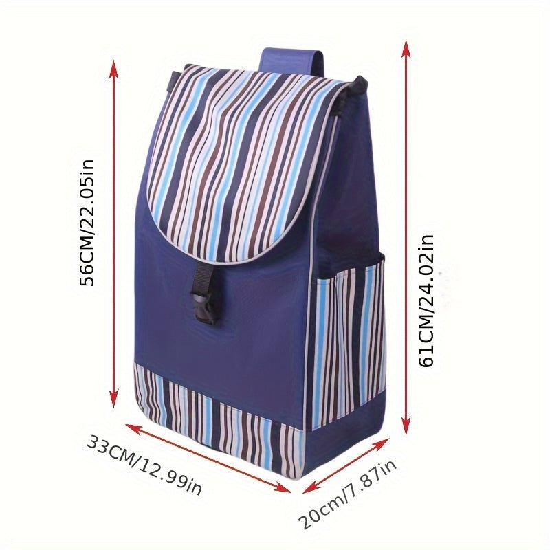 Foldable Lightweight Shopping Cart Replacement Bag with Striped Design