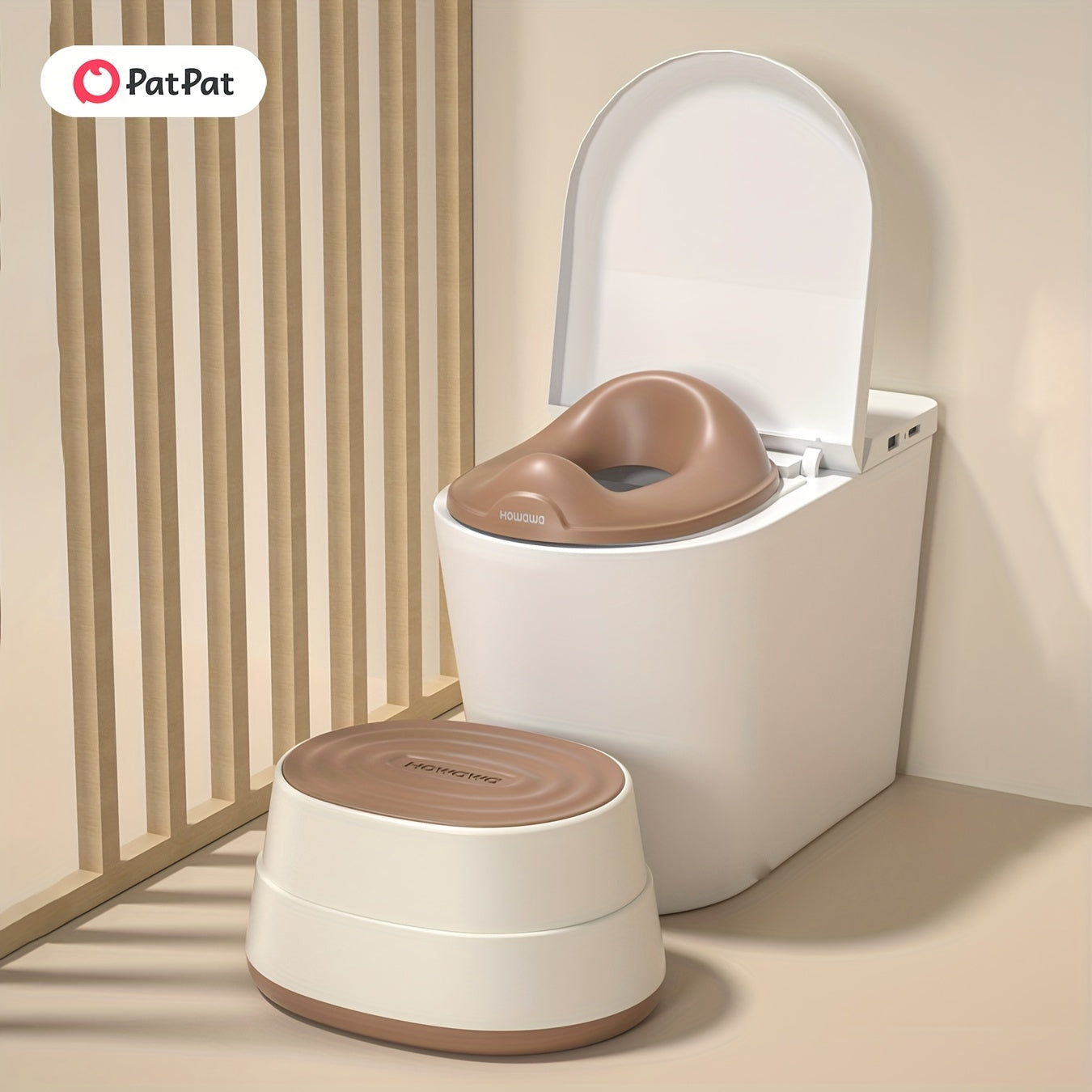 Qorong‘u jigarrang portativ hojatxona uchun o‘rindiq, bolalar uchun mustahkam va bardoshli