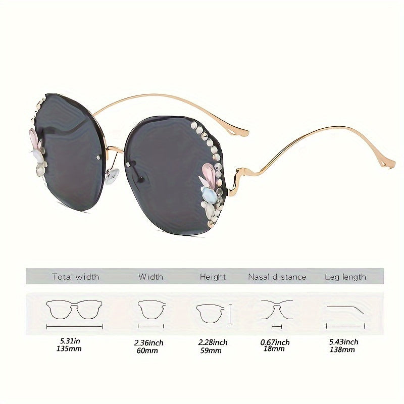 Women's Rhinestone Rimless Glasses Fashion Eyewear for Women