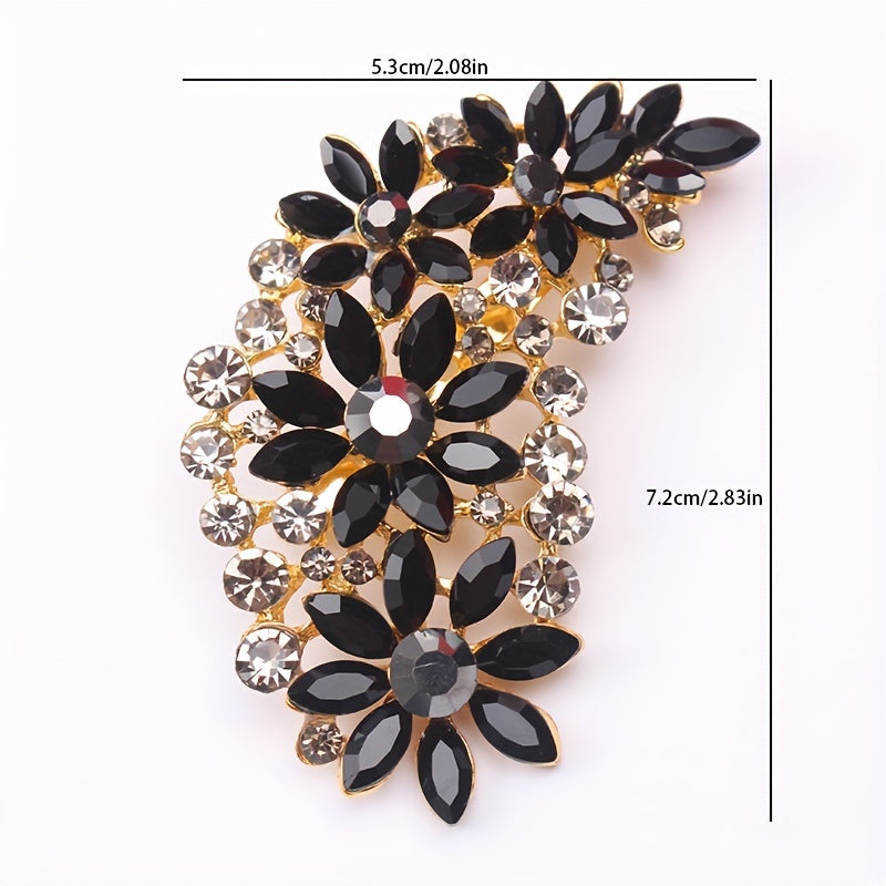 Vintage Style Rhinestone Brooch Pin with Irregular Feather and Marquise Design