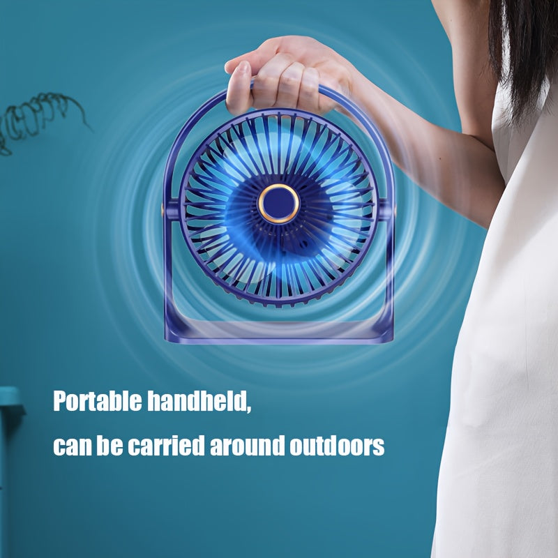 Ultra-quiet USB-C ish stoli ventilyatori, 5 tezlik, 360° burilish, kechki chiroq