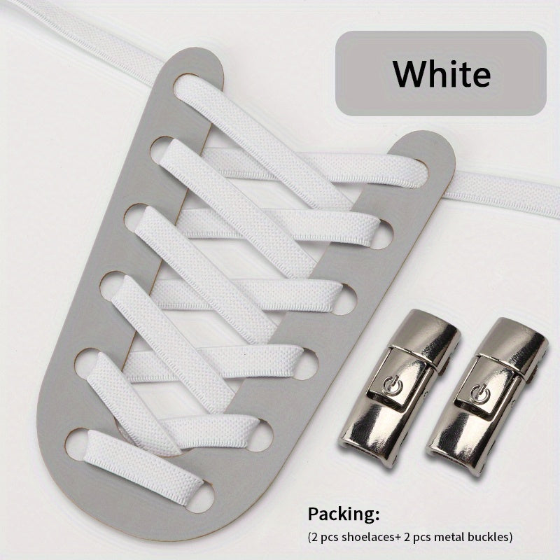 No-Tie Shoelaces with Buckles for Sneakers and Sports Shoes Acetate Pair