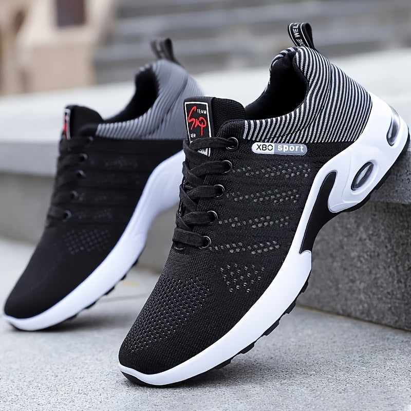 Men's Breathable Running Shoes Lightweight Knit Shock Absorption Anti-Slip Low-Top Sneakers