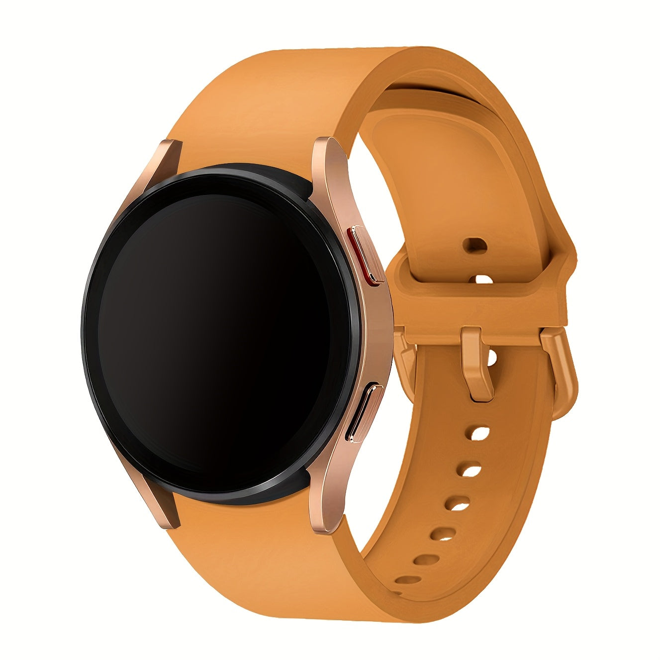 Непрерывный мягкий силиконовый водонепроницаемый ремешок для часов, совместимый с Samsung Galaxy Watch 7/6/5/4. Доступен в розовом, желтом и розовом золоте с застежкой из нержавеющей стали. Удобная посадка для мужчин и