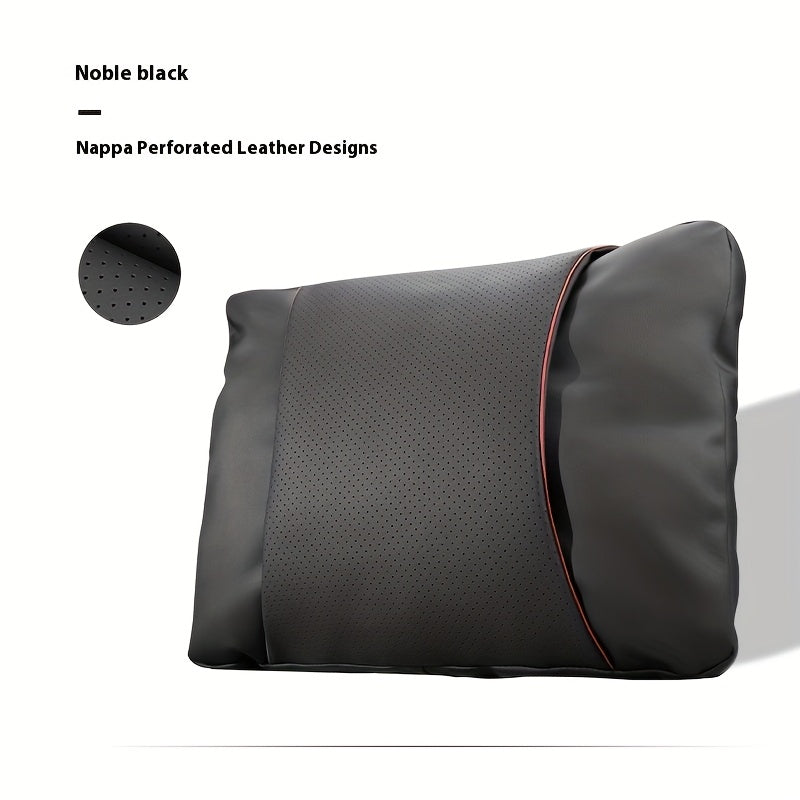 Luxury Car Seat Cushions Set for Headrest and Waist Support Nappa Leather