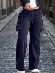 Women's Plus Size Straight Leg Pants Soft Stretch Black High Waist Casual Formal