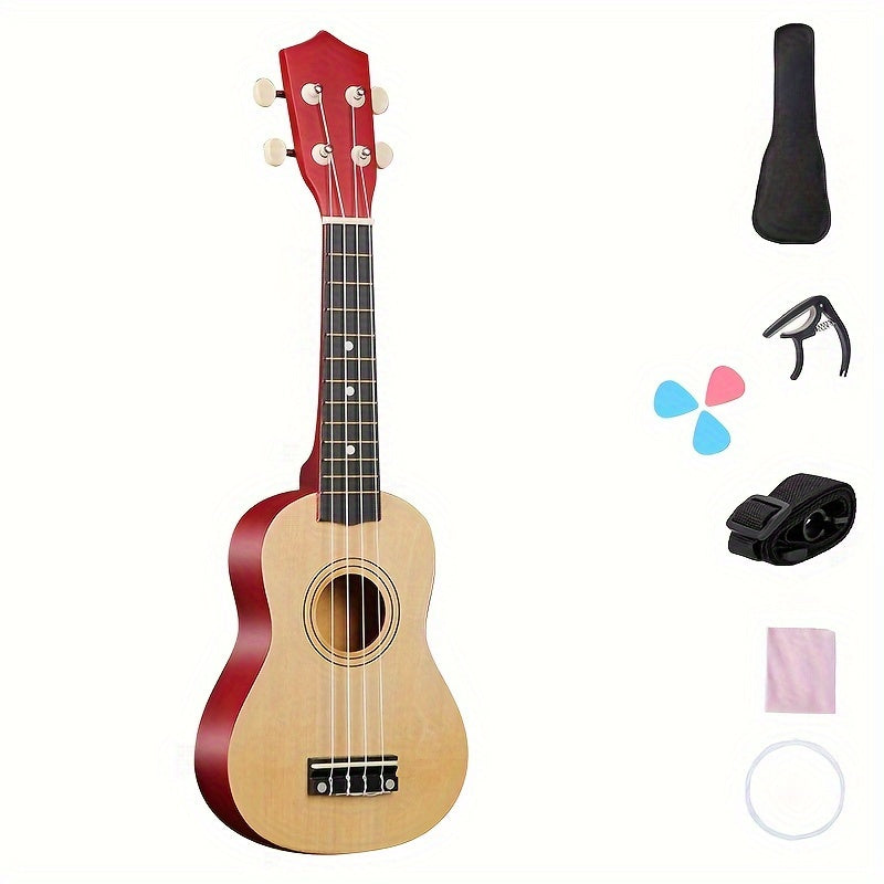 53.34 cm Soprano Basswood Ukulele with Accessories for Beginners