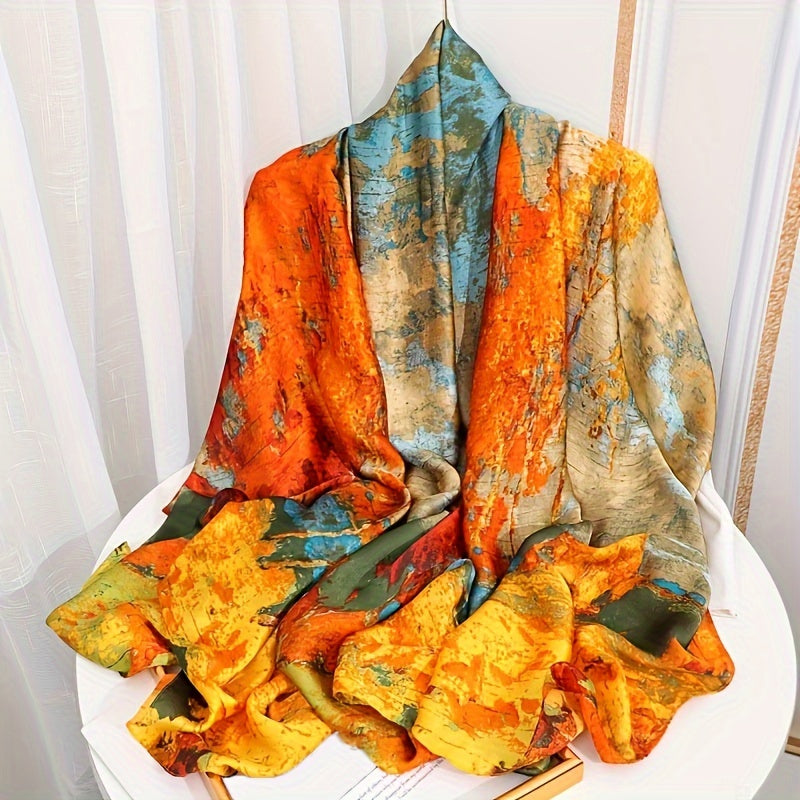 Unisex Shawl Scarf with Printed Landscape Design UV Protection Perfect Gift