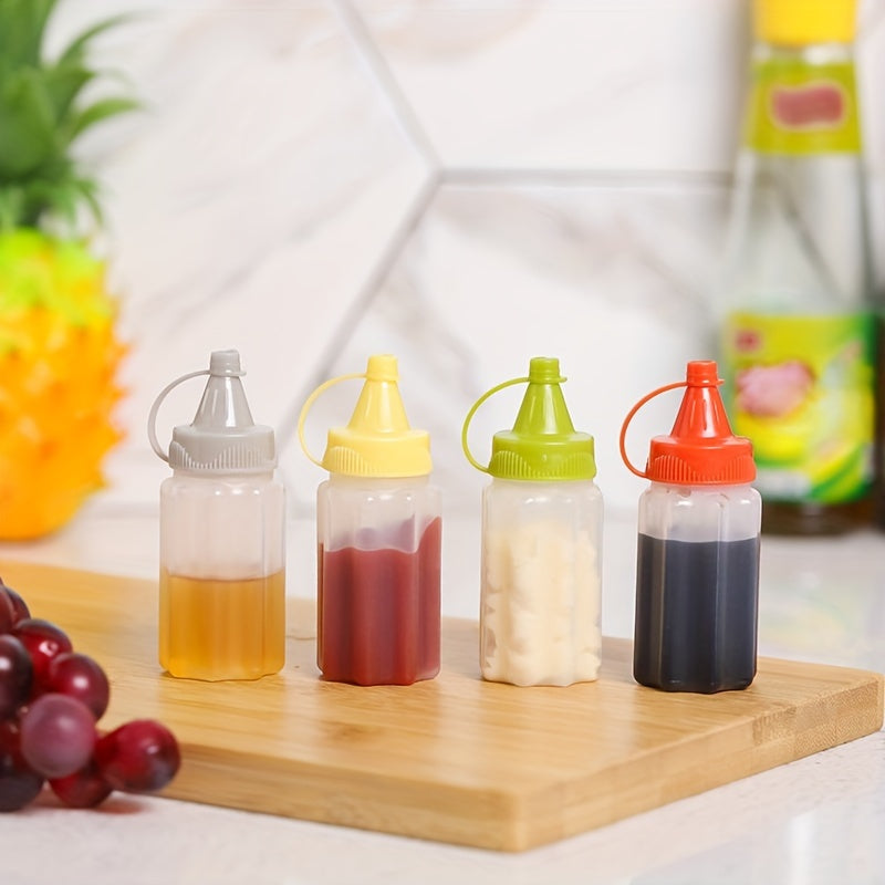 Set of 4 Mini Sauce Bottles for Condiments and Spices for Lunches and Picnics