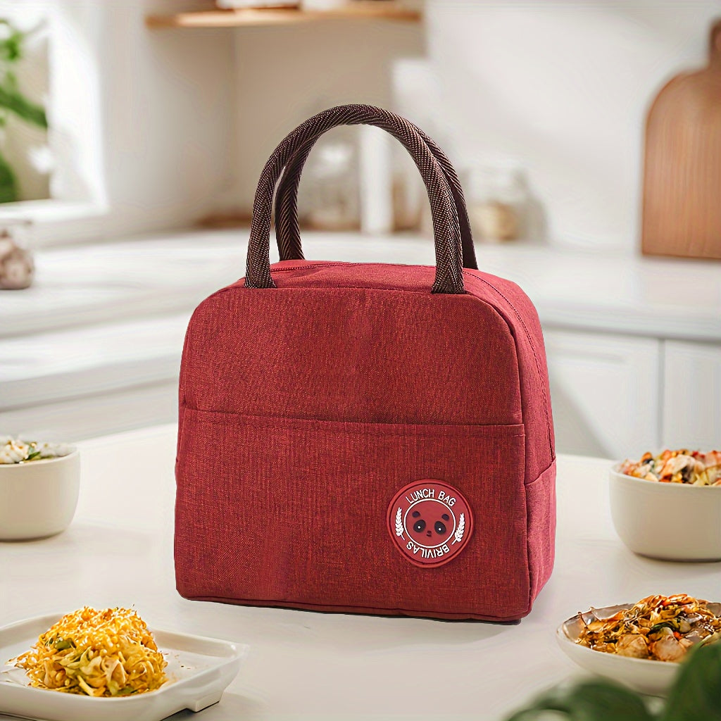 Bolsa de almuerzo de tela Oxford aislante con revestimiento de aluminio, portabento cuadrado