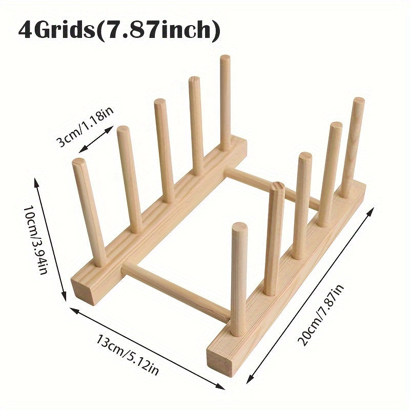 Wooden Kitchen Plate Rack Organizer for Dishes Bowls Cups and Lids