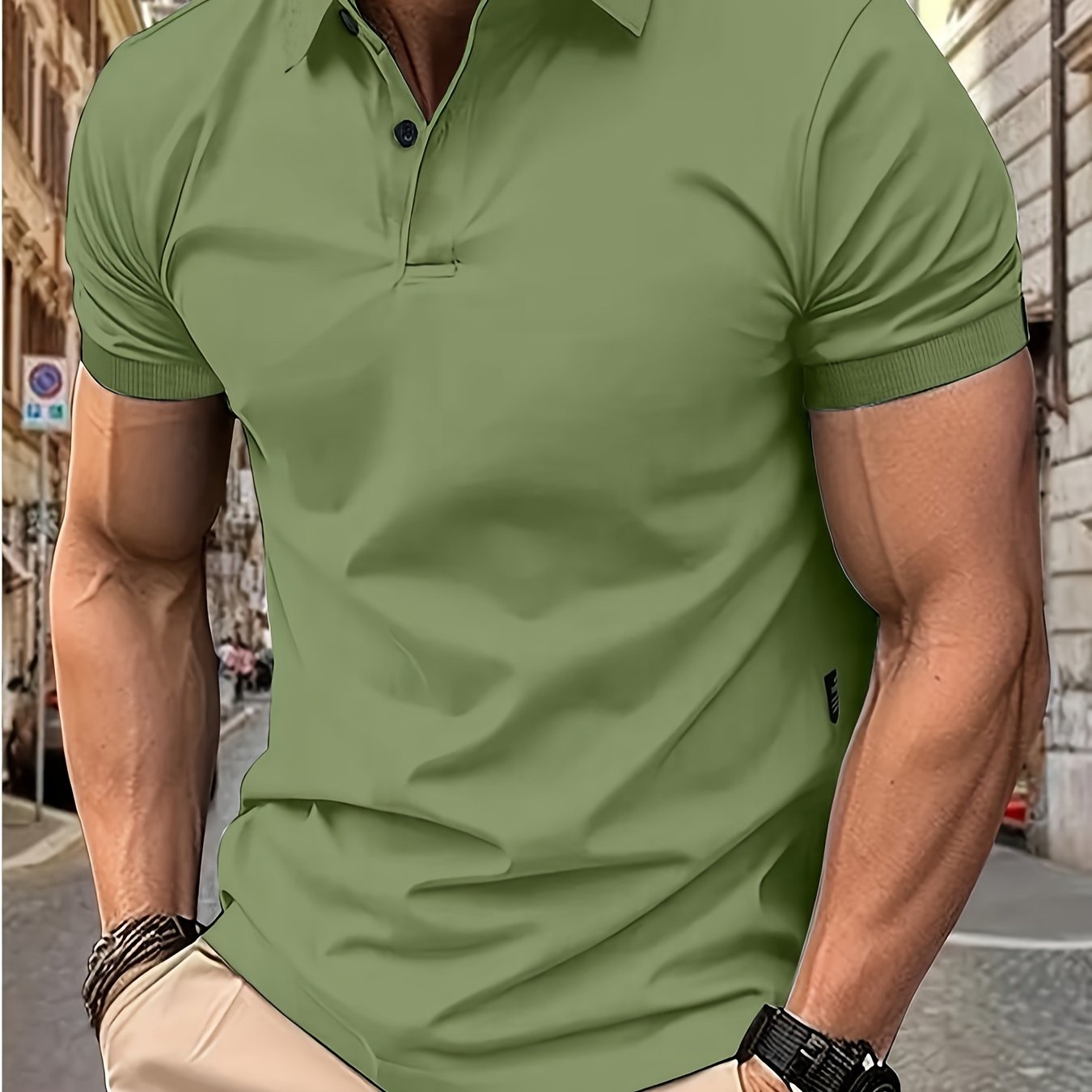 Men's Short Sleeve Solid Color Golf T-Shirt Summer Casual Business Leisure Polyester
