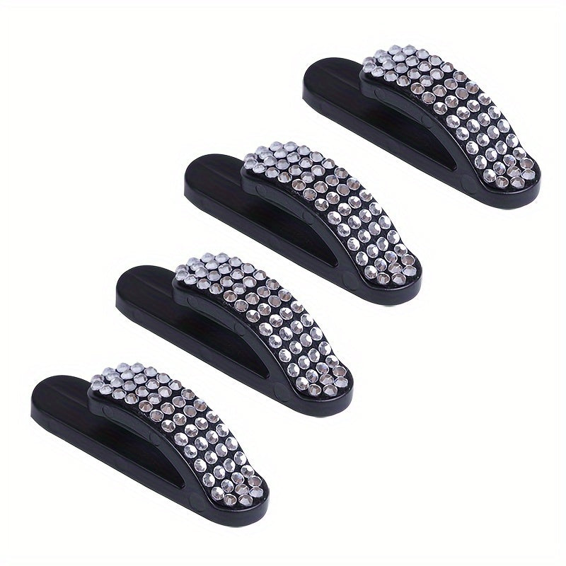 4 Pcs Bling Car Hooks Adhesive Rhinestone Auto Organizer for Keys USB Cables