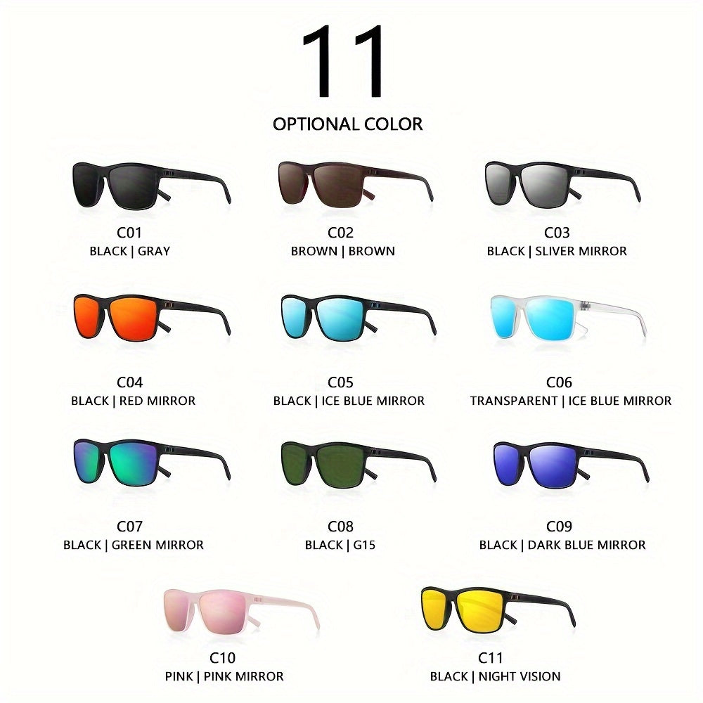 Erkaklar uchun kvadratli polarizatsiyalangan ko‘zoynaklar, engil, zamonaviy, haydash, baliq ovlash, golf uchun