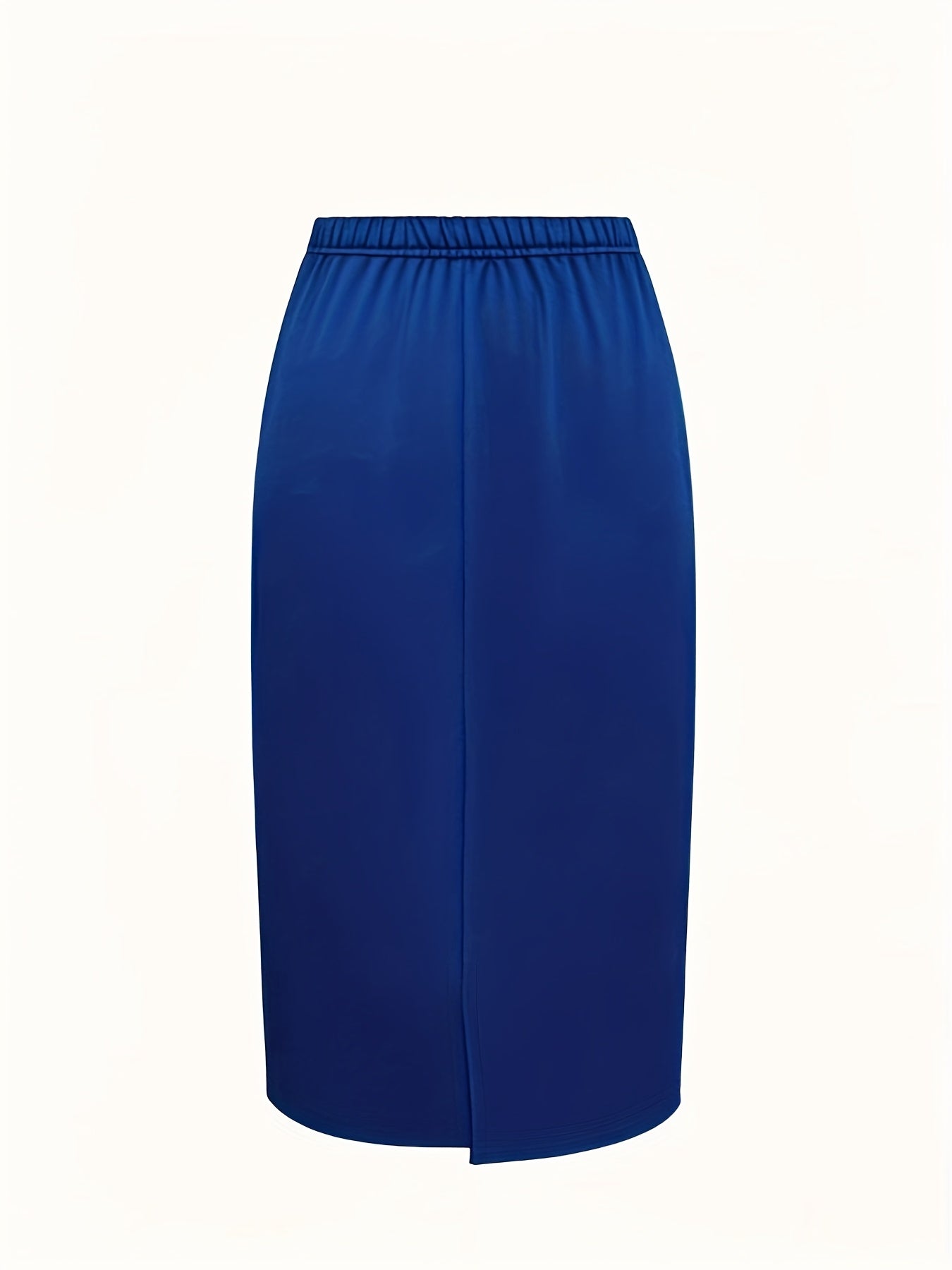 Women's Polyester Midi Skirt with Side Slit High Waist Casual Workwear