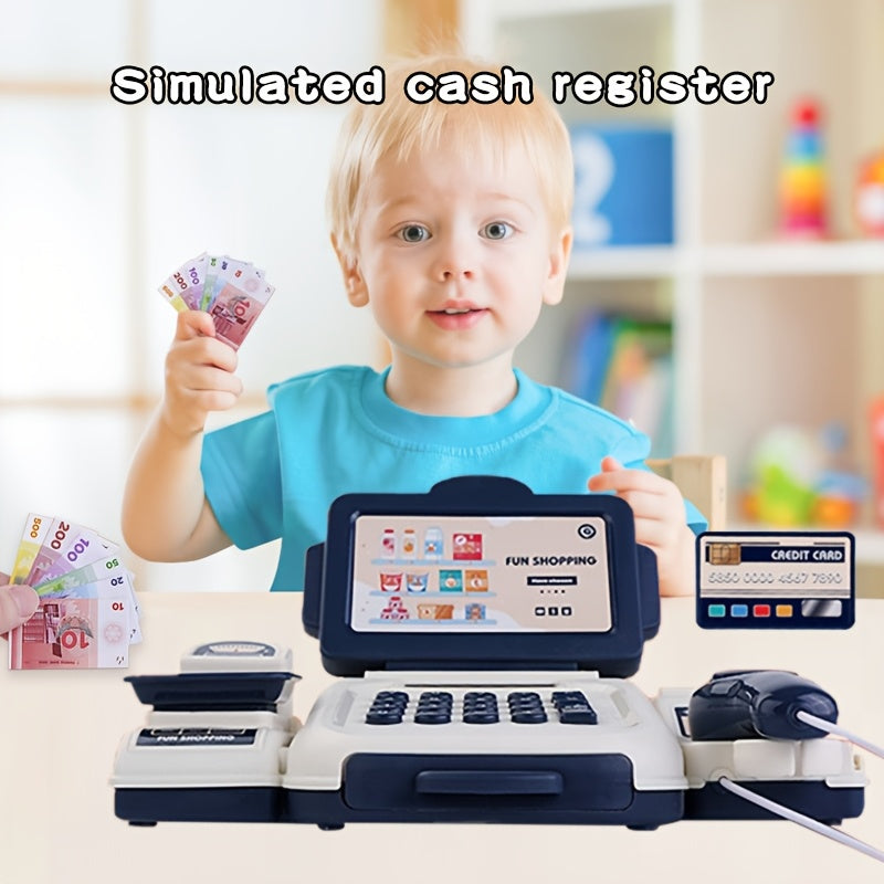 Kids' Toy Cash Register for Ages 3-6 with Scanner and Educational Role Play Red and Blue