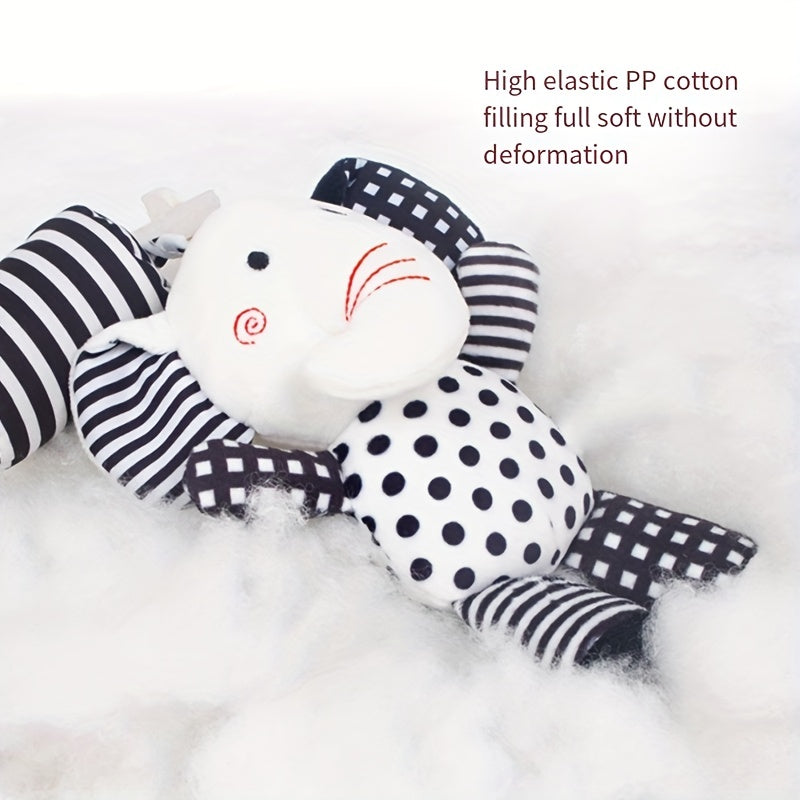 Yangi tug'ilganlar uchun qora va oq rangdagi bolalar o'yinchoq osilgan yumshoq shovqinchoq, yotadigan chakka uchun ta'limiy o'yinchoq