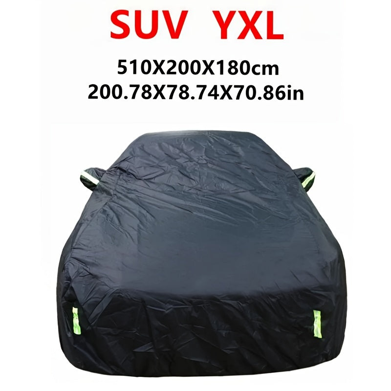 Universal avtomobil qopqog'i tashqi quyosh, qor, UV, suv o'tkazmaydigan, zipli, qora, S-XXL