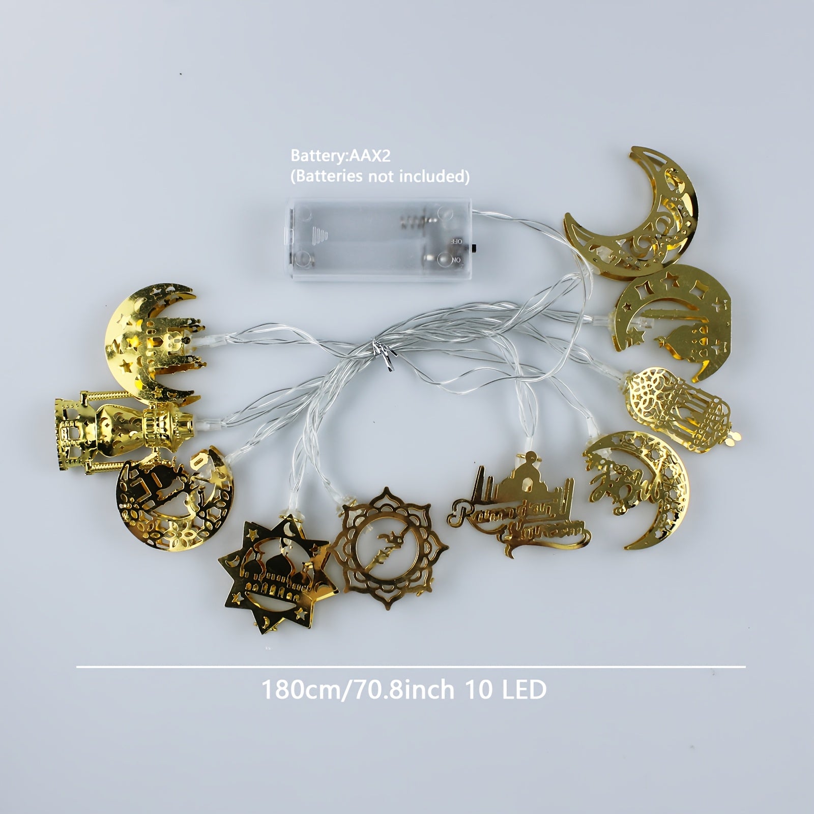 Luces de cadena para Ramadán 1.8m 10 LED alimentadas por batería decoración para el hogar