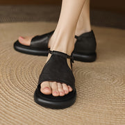 Women's Flat Bottom Fish Mouth Sandals Breathable Summer Open Toe Black