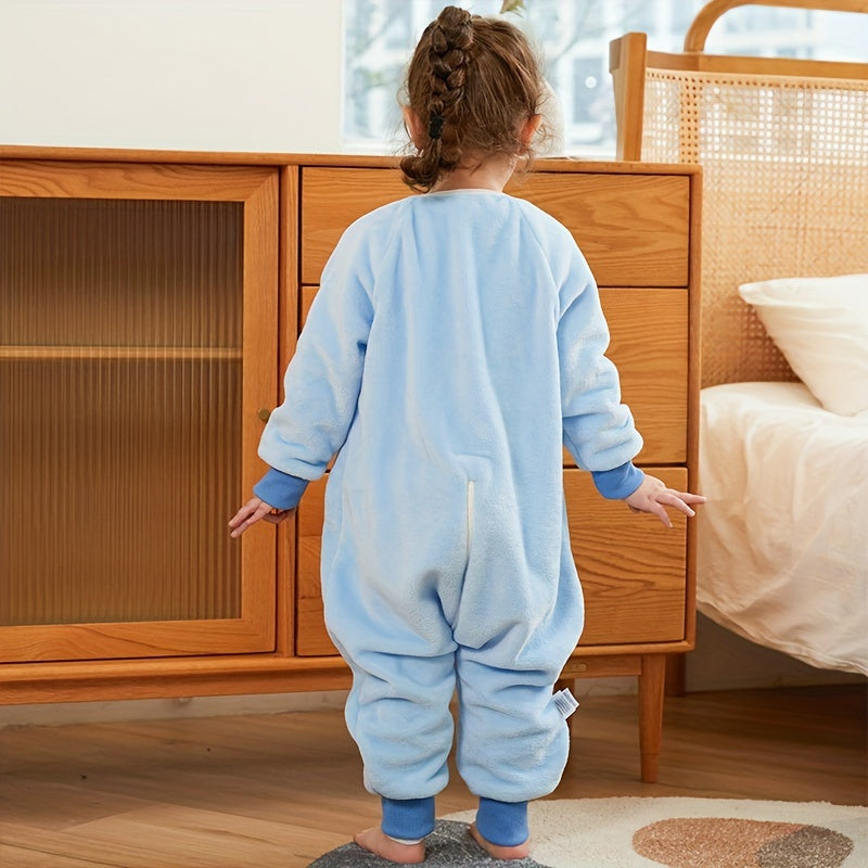 Kids Flannel Sleeping Bag with Animal Print and Zip Closure for Spring and Autumn