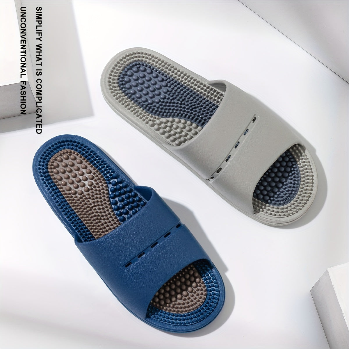 Unisex Non-Slip Rubber Slippers for Home Bathroom Multi-Coloured