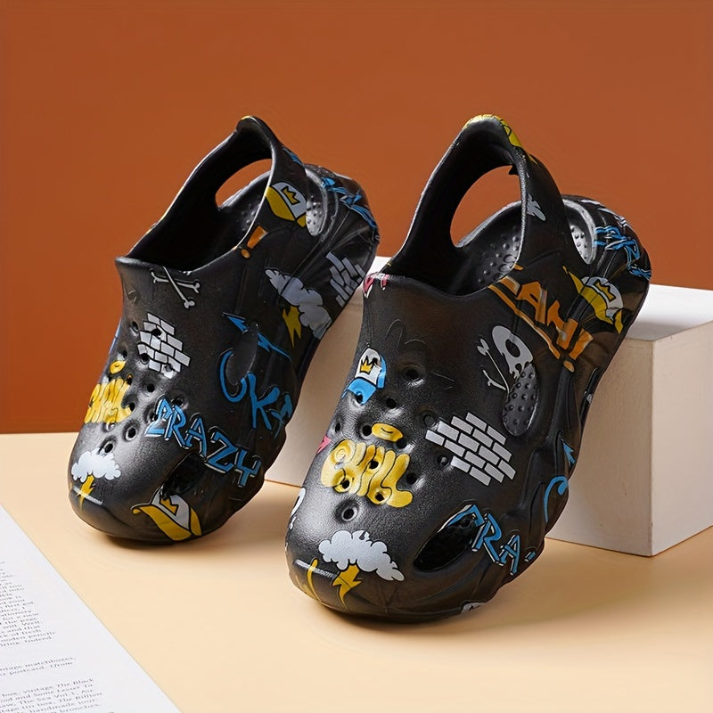 Zapatillas de charol con dibujos animados para niños para niños, ligeras, antideslizantes, para uso en interiores y exteriores
