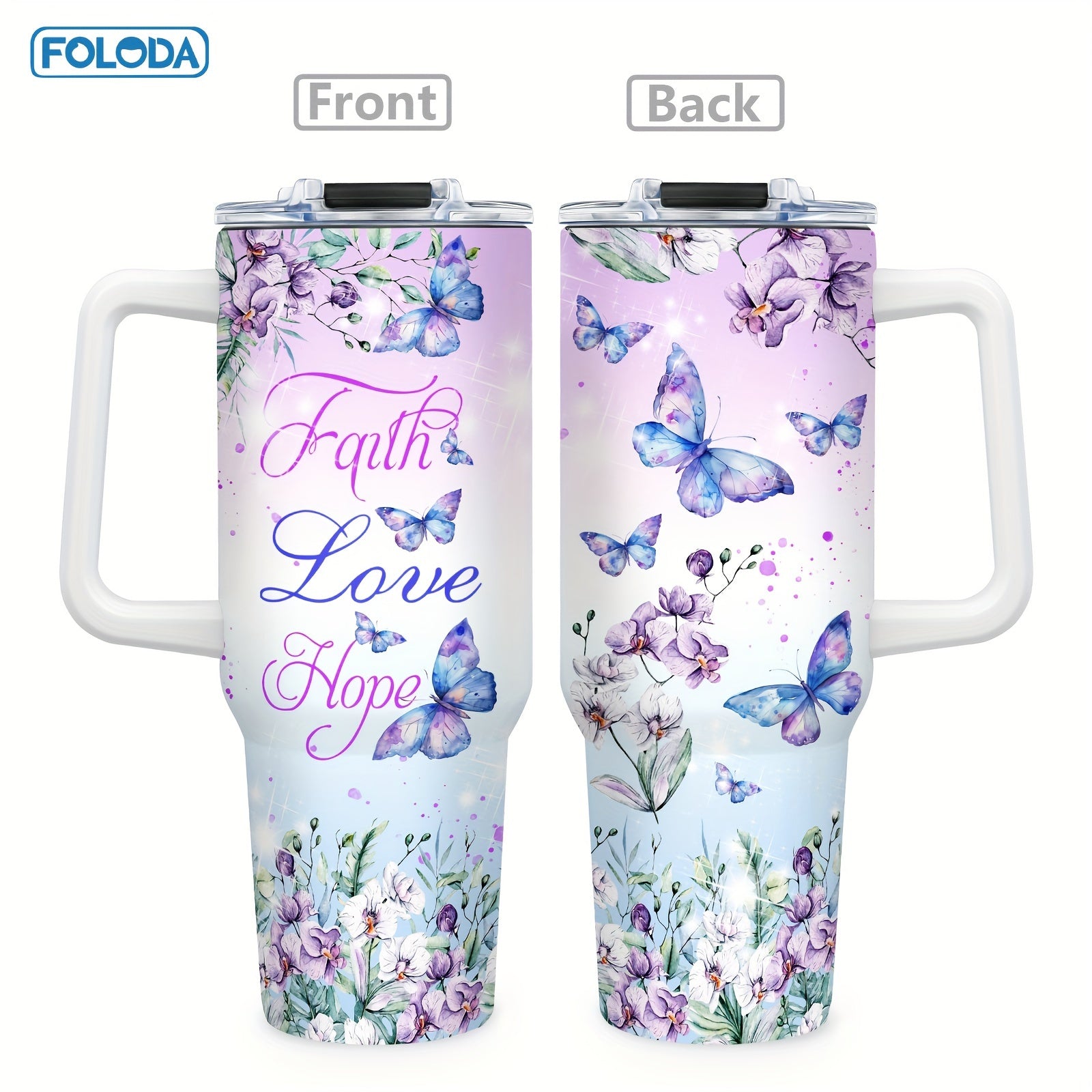 40oz Insulated Stainless Steel Water Bottle for Women with Handle and Straw