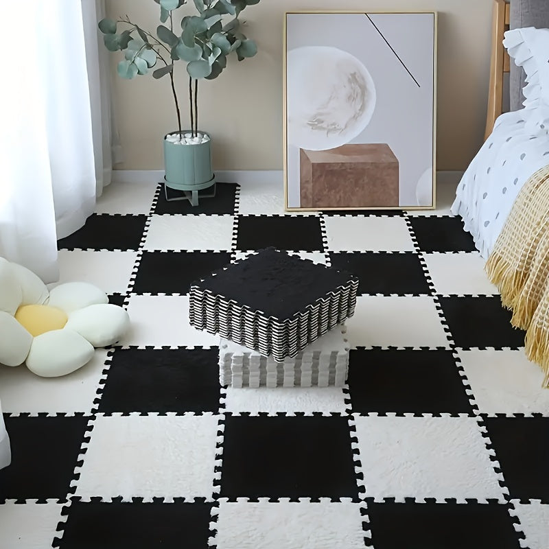 Set of 24 Interlocking Lounge Rugs for High-Traffic Areas Spring-Themed Carpets