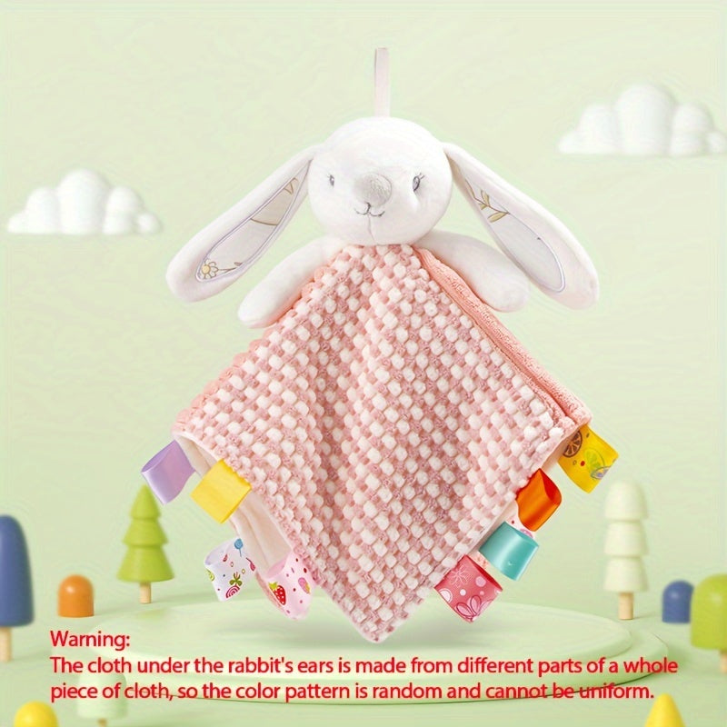 Baby Plush Toy and Comforter Blanket Embroidered Plaid Security Blanket for Infants and Toddlers