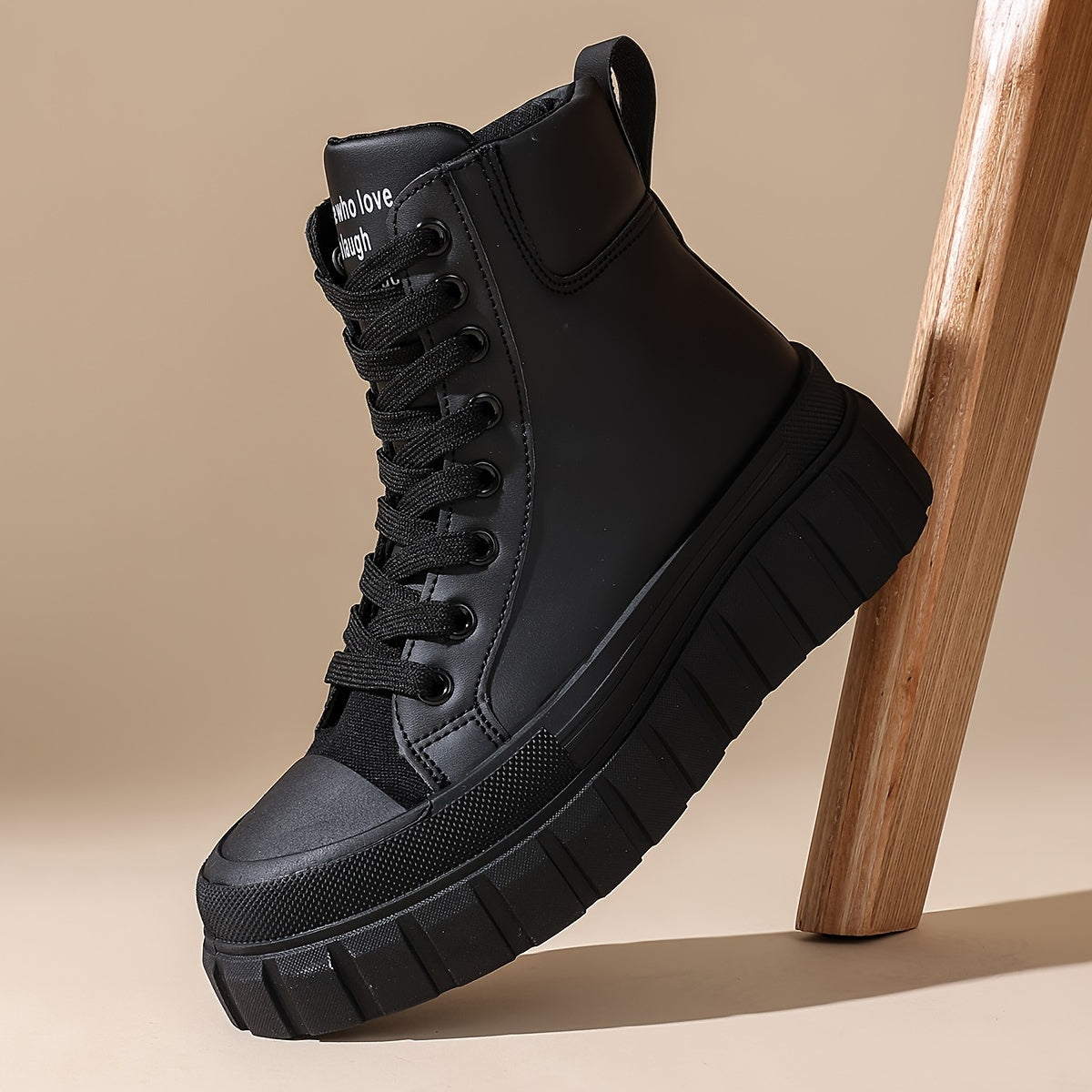 Women's Casual Black Thick Sole High Top Sneakers