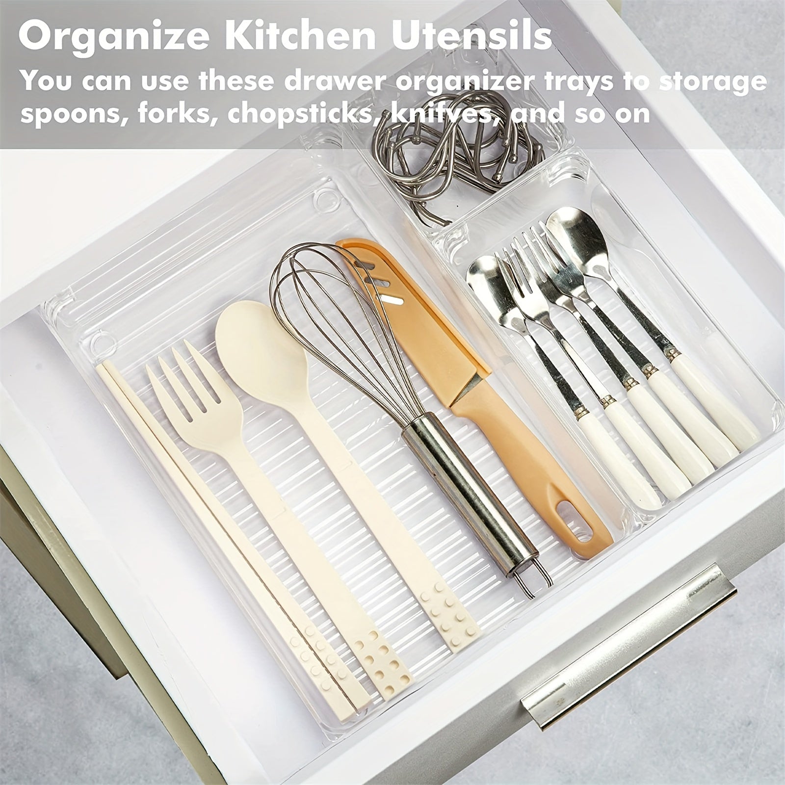 Set of 10 Clear Plastic Drawer Organizers for Makeup Office Bathroom Kitchen Storage