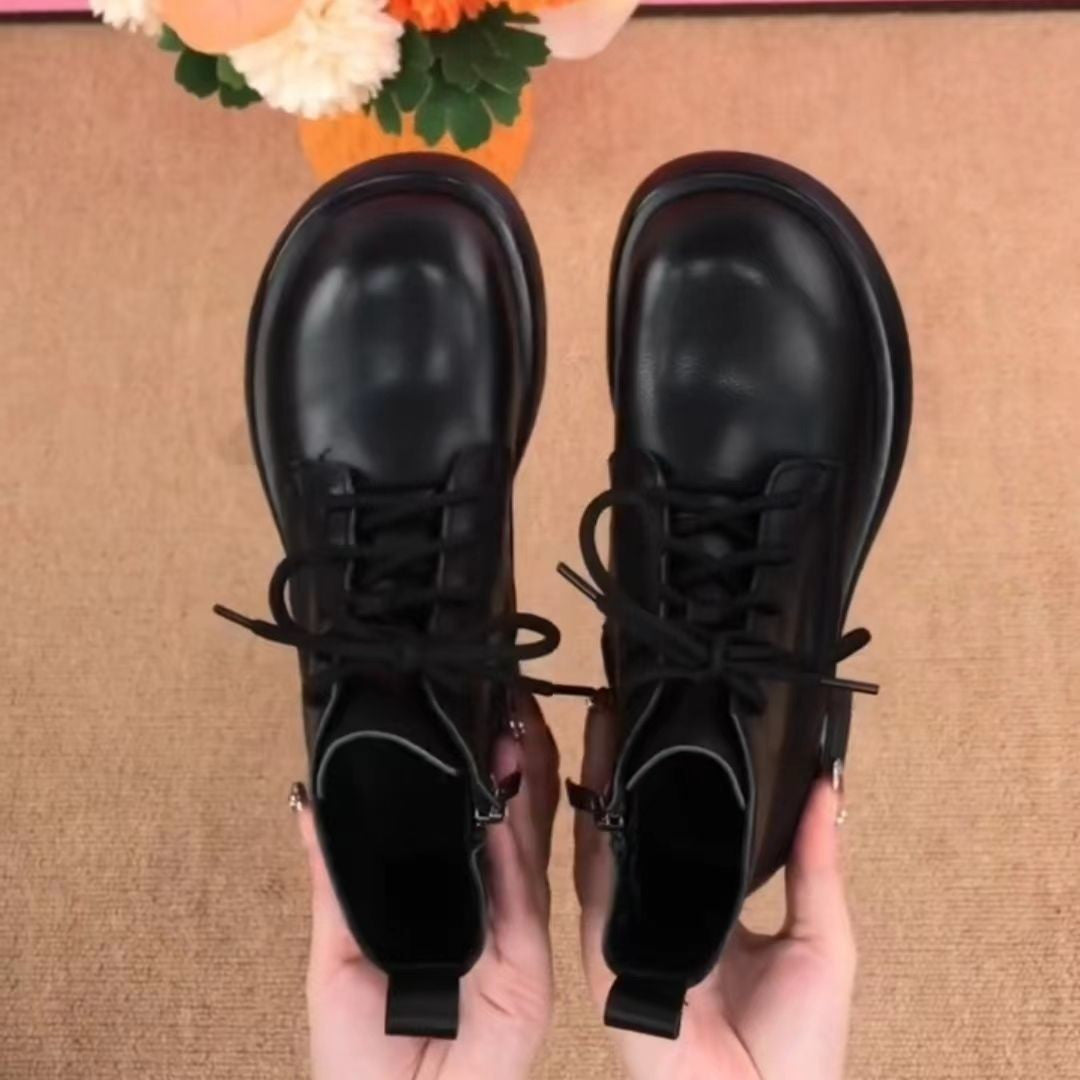 Women's Western Style Chunky Platform Boots Durable PU Low Heel