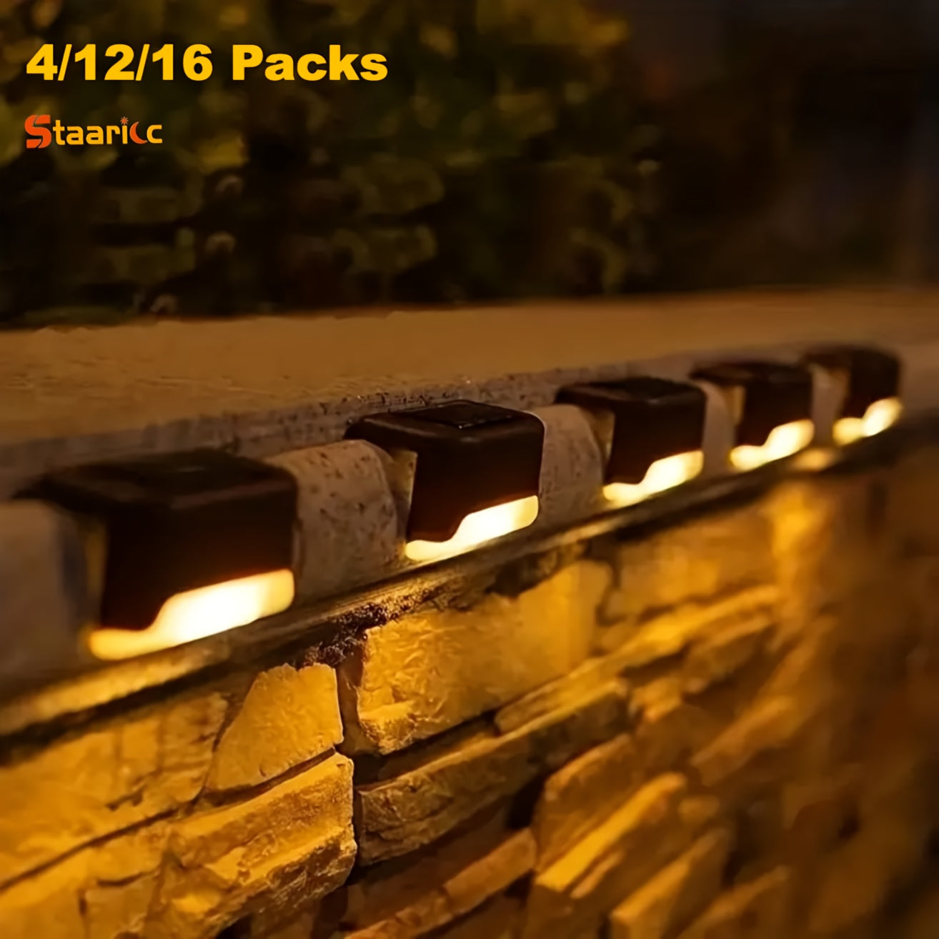 16/12/4pcs Solar LED Step Lights for Outdoor Deck Stair Pathway Waterproof IPX-4