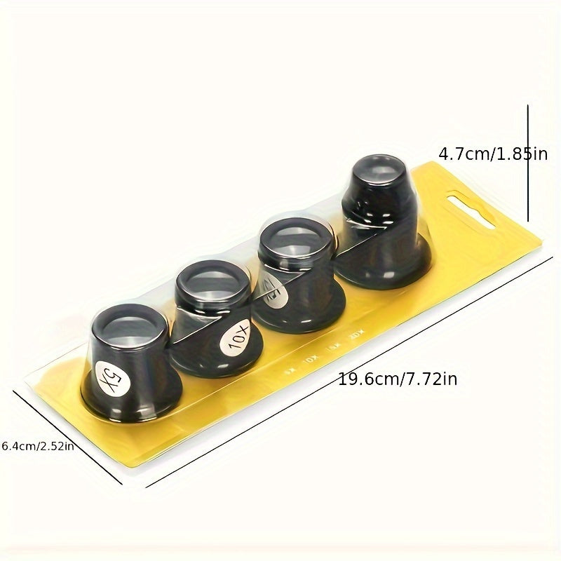 Set of 4 Jewelry and Watch Repair Magnifiers with 5x, 10x, 15x, and 20x Magnification
