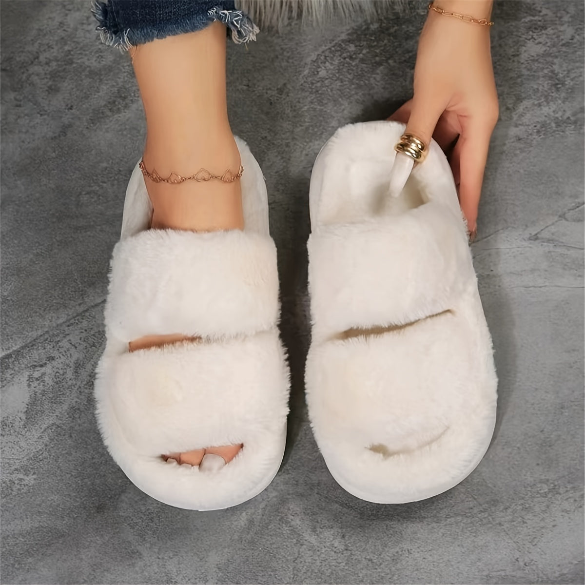 Women's Solid Color Slippers Open Toe Indoor Comfortable Shoes
