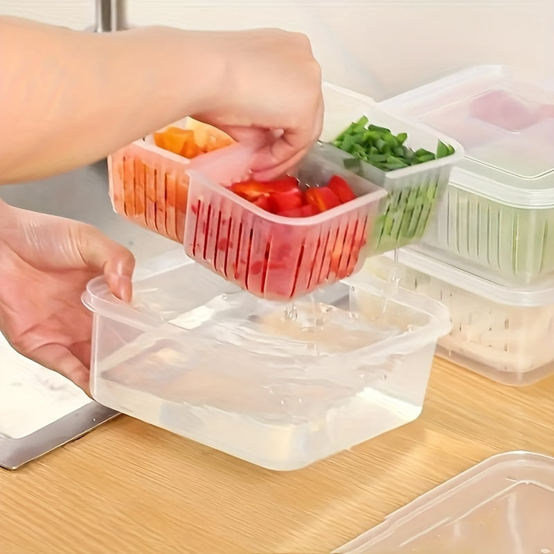 Plastic Refrigerator Storage Container with 4 Compartments for Fruits and Vegetables