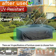 Outdoor Rectangular Table and Chair Cover Polyester Waterproof UV Resistant Black